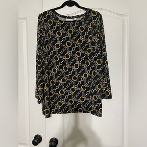 Susan Graver Long Sleeve Chain Link Print Blouse Women’s Size 3X